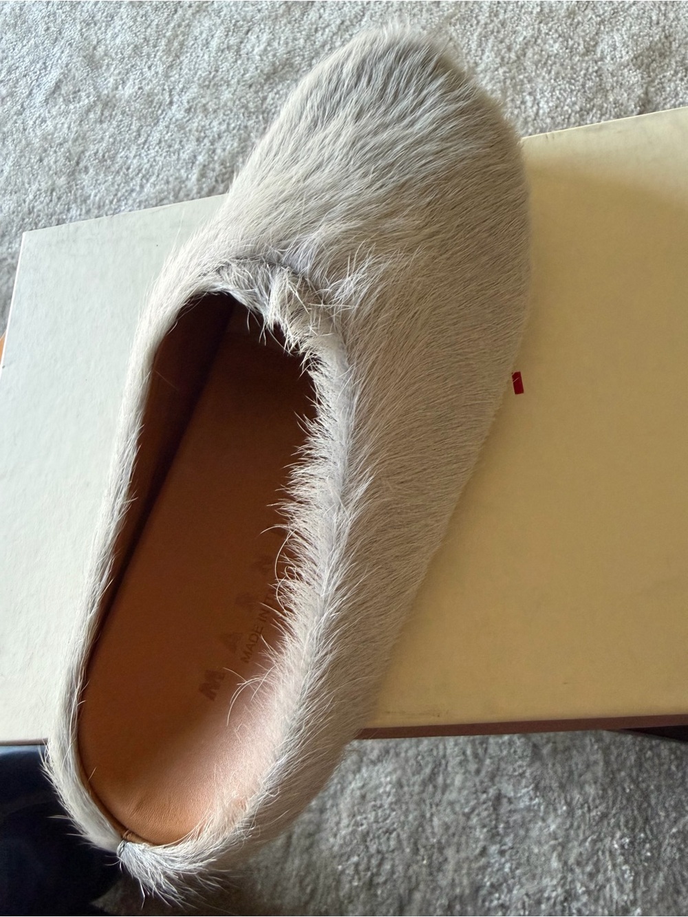 Marni Beige Faux-Fur Slip-On Loafer